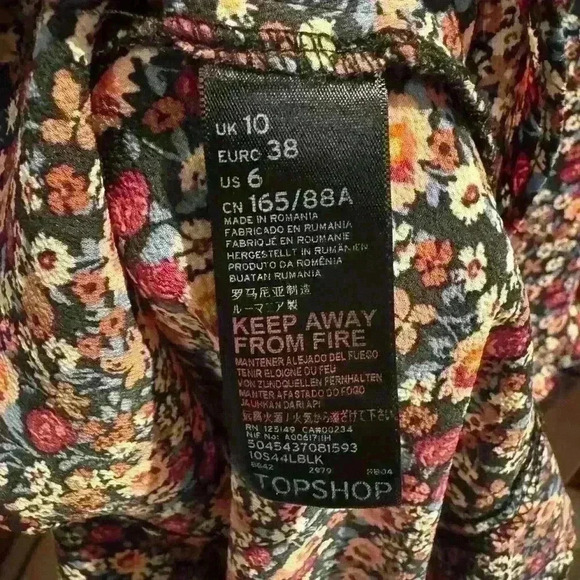 TOPSHOP Floral Long Sleeve Mini Dress size 6 - Picture 3 of 8